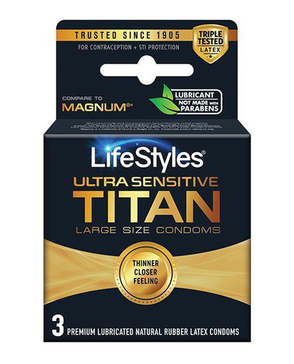 "Lifestyles Ultra Sensitive Titan Large 3 Pack LS3042"