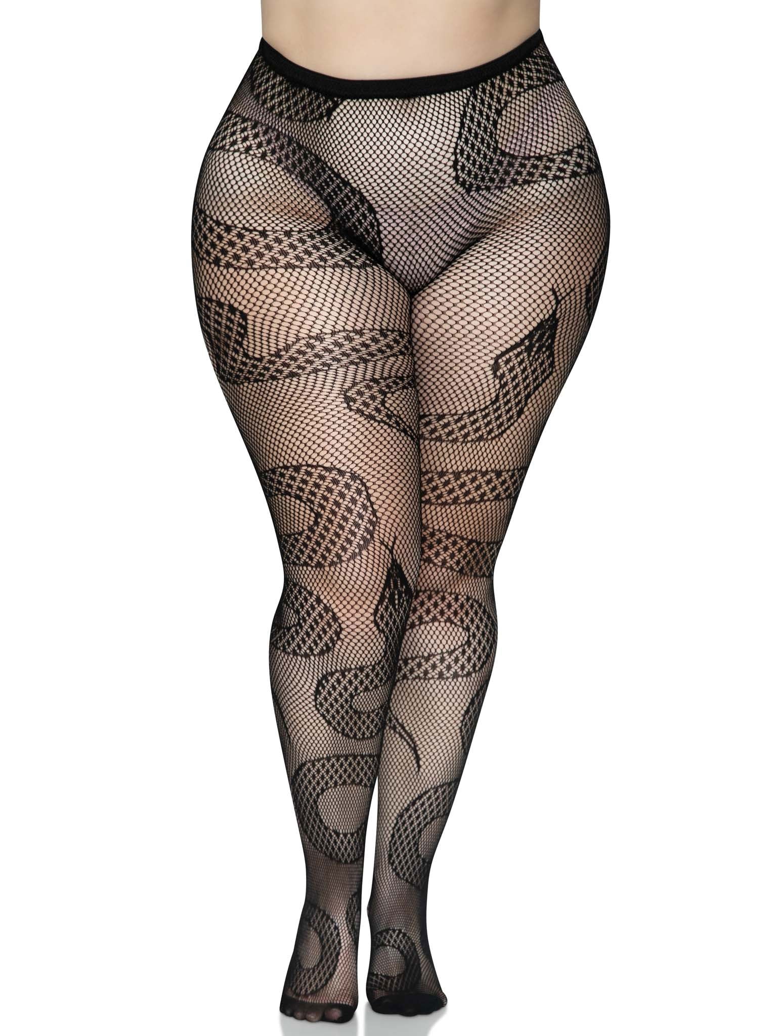"Snake Net Tights - 1x/2x - Black LA-8143XBLK1X2"