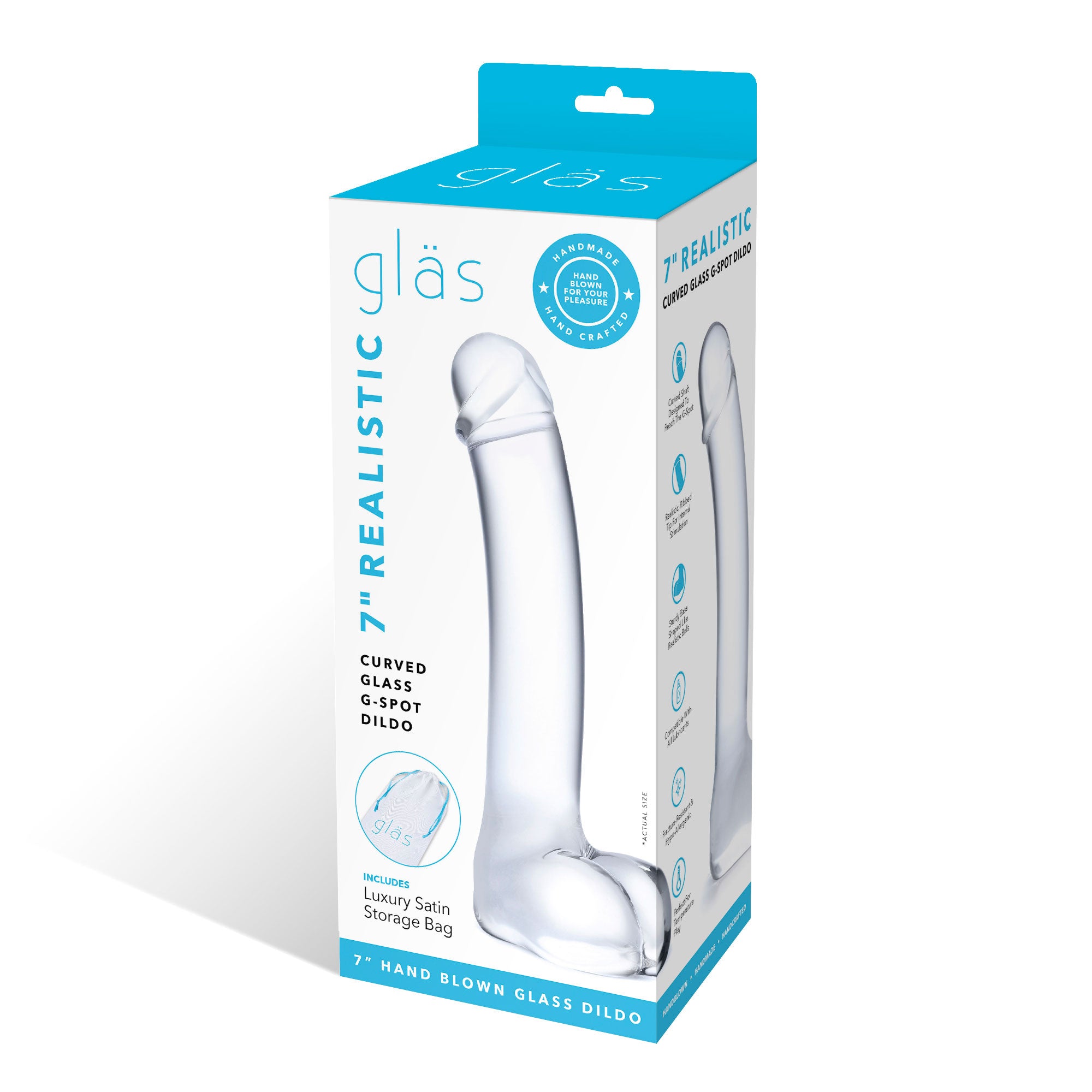 7 Inch Realistic Curved Glass G-Spot Dildo