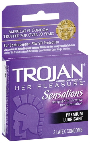 "Trojan Her Pleasure Sensations Lubricated Condoms - 3 Pack TJ97320"